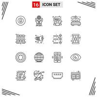 Modern Set of 16 Outlines and symbols such as agenda valentine income love team Editable Vector Design Elements