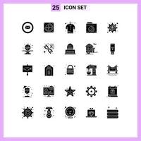 User Interface Pack of 25 Basic Solid Glyphs of sweet security cloth lock big think Editable Vector Design Elements