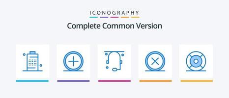 Complete Common Version Blue 5 Icon Pack Including delete. close. new. circle. help. Creative Icons Design vector