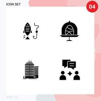 paquete de signos y símbolos de glifos sólidos modernos para medios de impresión web, como pesca skyscaper caza alimentos elementos de diseño de vectores editables superior