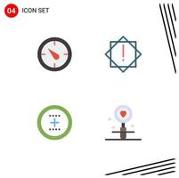 4 Thematic Vector Flat Icons and Editable Symbols of stopwatch plus alert add date Editable Vector Design Elements