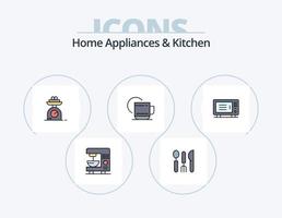 Home Appliances And Kitchen Line Filled Icon Pack 5 Icon Design. kitchen. oven. service. machine. electric vector