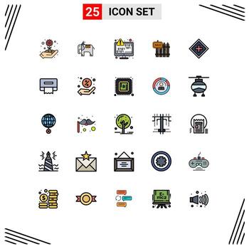 Mobile Interface Filled line Flat Color Set of 25 Pictograms of customer garden encoding sale wood Editable Vector Design Elements