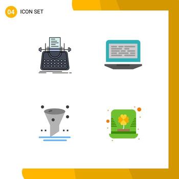 4 iconos planos universales firman símbolos del artículo filtro de codificación de máquina de escribir de computadora elementos de diseño vectorial editables vector