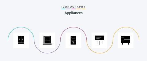 Appliances Glyph 5 Icon Pack Including appliances. cooler. home. conditioner. refrigerator vector