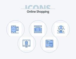 Online Shopping Blue Icon Pack 5 Icon Design. online. price. shopping. valentine. scan vector