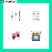 Group of 4 Flat Icons Signs and Symbols for controls line diagram strategy box Editable Vector Design Elements