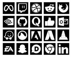 20 Social Media Icon Pack Including vlc adobe github grooveshark outlook vector