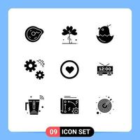 9 User Interface Solid Glyph Pack of modern Signs and Symbols of service gears irish configuration baby Editable Vector Design Elements