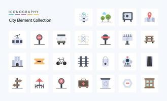 25 City Element Collection Flat color icon pack vector