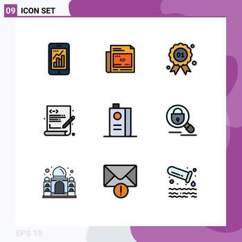 conjunto moderno de 9 colores planos de línea rellena pictografía y programación lenguaje de titulares elementos de diseño vectorial editables de canadá vector