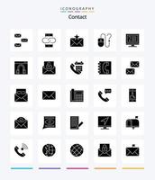 paquete de iconos de contacto creativo de 25 glifos en negro sólido, como el escritorio. computadora. mensaje. favoritos sobre vector