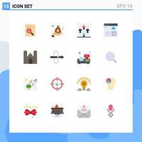 Modern Set of 16 Flat Colors Pictograph of search browser money family group Editable Pack of Creative Vector Design Elements