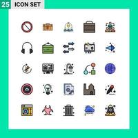 Pictogram Set of 25 Simple Filled line Flat Colors of dollars scientist portfolio experiment lab Editable Vector Design Elements