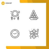 4 Thematic Vector Filledline Flat Colors and Editable Symbols of jump treat bowl indian time Editable Vector Design Elements