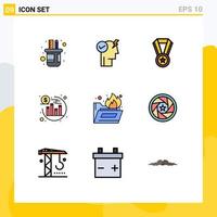 9 Filledline Flat Color concept for Websites Mobile and Apps aperture folder antivirus achievement folder return Editable Vector Design Elements