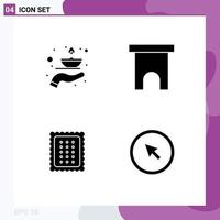 4 User Interface Solid Glyph Pack of modern Signs and Symbols of care store lamp institute building baking Editable Vector Design Elements