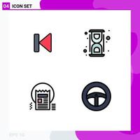 Pictogram Set of 4 Simple Filledline Flat Colors of back process media lab blog Editable Vector Design Elements