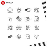 Set of 16 Vector Outlines on Grid for judge auction tea search money Editable Vector Design Elements