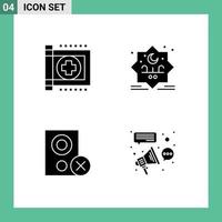 4 conjunto de glifos sólidos universales para aplicaciones web y móviles cuidado de computadoras salud eid gadget elementos de diseño vectorial editables vector
