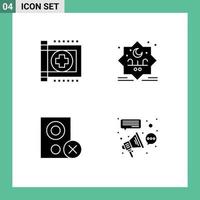 4 Universal Solid Glyphs Set for Web and Mobile Applications care computers health eid gadget Editable Vector Design Elements