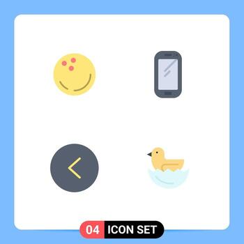 4 Universal Flat Icons Set for Web and Mobile Applications ball arrow strike mobile left Editable Vector Design Elements
