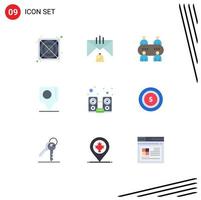 conjunto de 9 iconos modernos de ui símbolos signos para música computadora casino bangla chat elementos de diseño vectorial editables vector