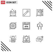 9 Universal Outline Signs Symbols of file development notepad setting news Editable Vector Design Elements