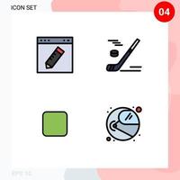 Pictogram Set of 4 Simple Filledline Flat Colors of browser ice hockey education ice check box Editable Vector Design Elements