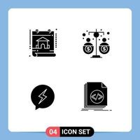 Pictogram Set of 4 Simple Solid Glyphs of calendar chat real estate fund chating Editable Vector Design Elements