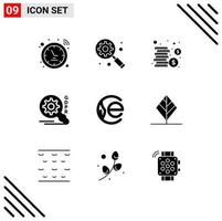 9 Universal Solid Glyphs Set for Web and Mobile Applications feather crypto coins coin security Editable Vector Design Elements