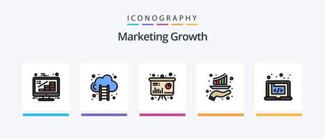 Marketing Growth Line Filled 5 Icon Pack Including server. database. seo. edit. sign. Creative Icons Design vector
