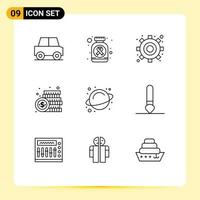 Modern Set of 9 Outlines Pictograph of science payment engine money currency Editable Vector Design Elements