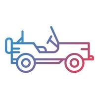 icono de gradiente de línea de coche del ejército vector