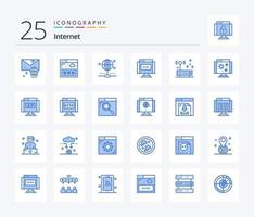 paquete de iconos de color azul de internet 25 que incluye internet. conexión. conexión. escribe. editar vector