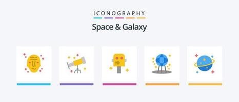 paquete de iconos space and galaxy flat 5 que incluye espacio. planeta. espacio. mundo. tierra. diseño de iconos creativos vector