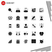 Group of 25 Modern Solid Glyphs Set for concept the biology pin around Editable Vector Design Elements