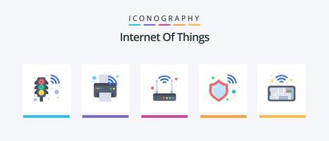 Internet Of Things Flat 5 Icon Pack Including mobile. wifi. smart. shield. firewall. Creative Icons Design vector