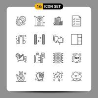 Pack of 16 creative Outlines of help todo building file real estate Editable Vector Design Elements