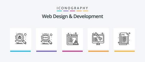 paquete de iconos de línea 5 de diseño y desarrollo web que incluye sprint. flechas engranaje. ágil. web. diseño de iconos creativos vector