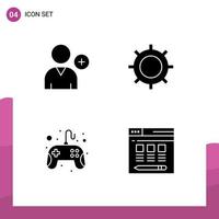 Set of 4 Modern UI Icons Symbols Signs for follow game basic setting web Editable Vector Design Elements