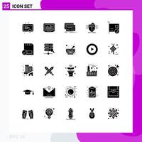 25 Thematic Vector Solid Glyphs and Editable Symbols of protection health statistics insurance debit Editable Vector Design Elements