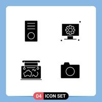 Universal Icon Symbols Group of 4 Modern Solid Glyphs of computers frame gadget hardware location Editable Vector Design Elements