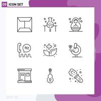 Pictogram Set of 9 Simple Outlines of food help baby contact center Editable Vector Design Elements