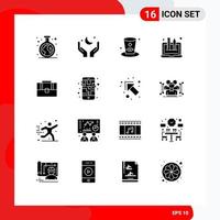 Pictogram Set of 16 Simple Solid Glyphs of bag designing eid design ireland Editable Vector Design Elements