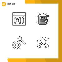 User Interface Pack of 4 Basic Filledline Flat Colors of web setting tool money gear Editable Vector Design Elements