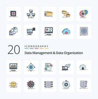 20 Data Management And Data Organization Line Filled Color icon Pack like data sync of website file vector