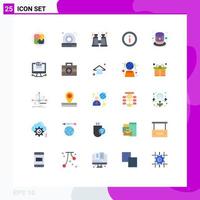 Modern Set of 25 Flat Colors Pictograph of screen costume binocular carnival information Editable Vector Design Elements