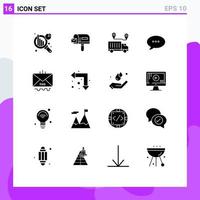 Group of 16 Solid Glyphs Signs and Symbols for help contact transportation communication chat Editable Vector Design Elements