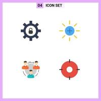 4 Creative Icons Modern Signs and Symbols of protection communication brightness user people Editable Vector Design Elements